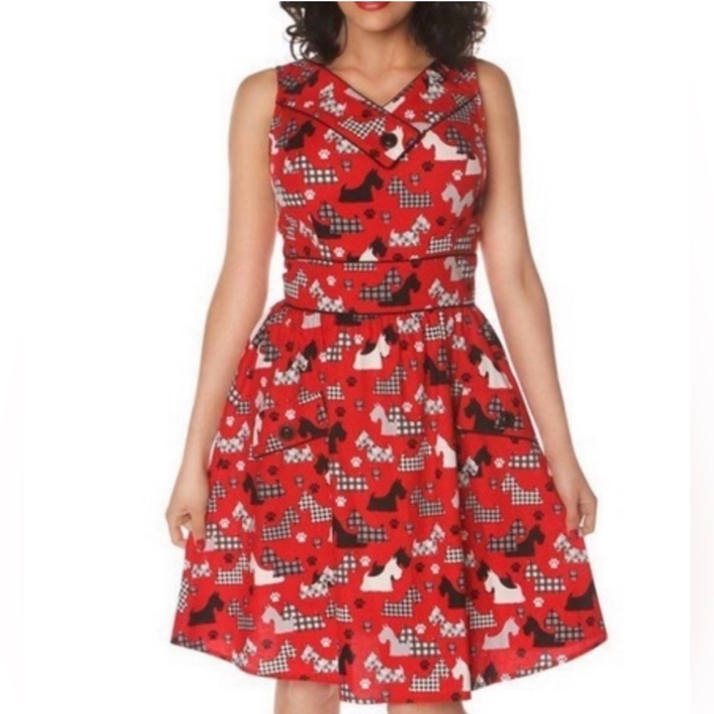 Retrolicious Dress Scottie Dog Print -Size Medium - EUC